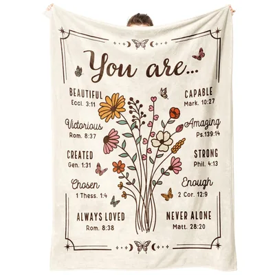 You are Beautiful Eccl Capable Blanket: Bible Verse Flowers