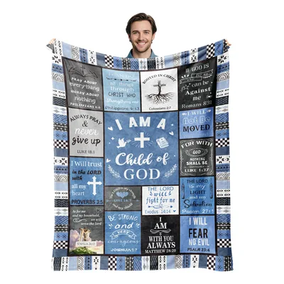 Scripture Collage Blanket for Christian Men and Their Loved Ones