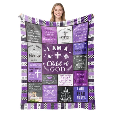 Purple Patchwork Scripture Faith Blanket: Verses for Every Day