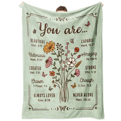 Encouraging Bible Verse Blanket: Ten Affirmations in Florals