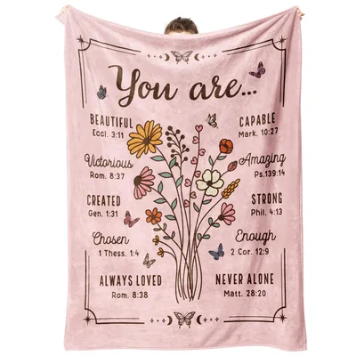 You Are Beautiful Bible Blanket Floral Verse Design