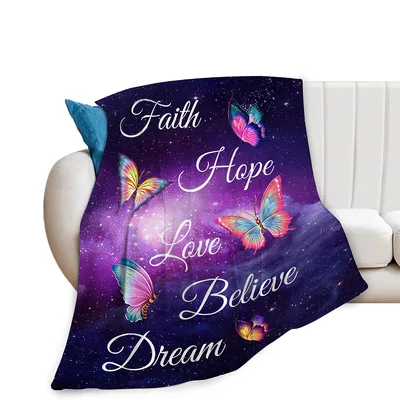 Butterfly Dream Blanket with Faith, Hope and Love