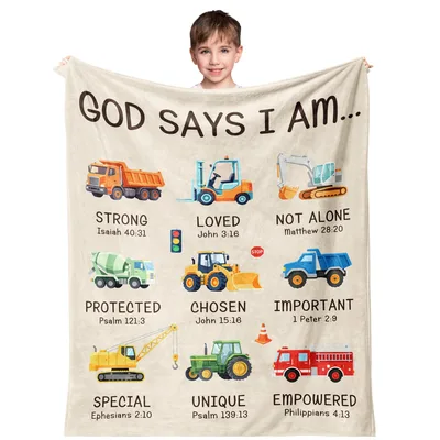 Construction Trucks Bible Blanket for Little Boys