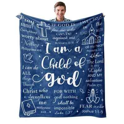 Navy Faith Verses Child Blanket: Scripture You Can Hold