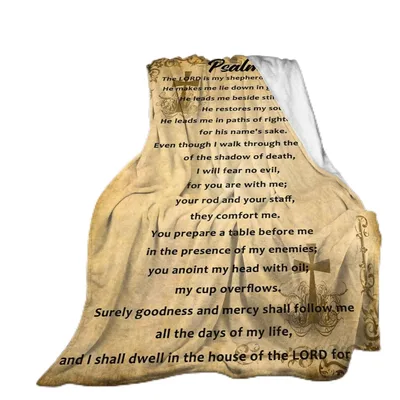 Psalm 23 Bible Verse Blanket: Ancient Scroll Design with Crosses