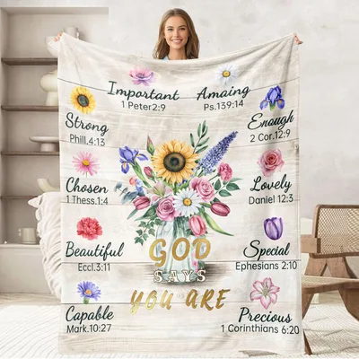 Faith Verse Blanket: Floral Bible Verses for Her