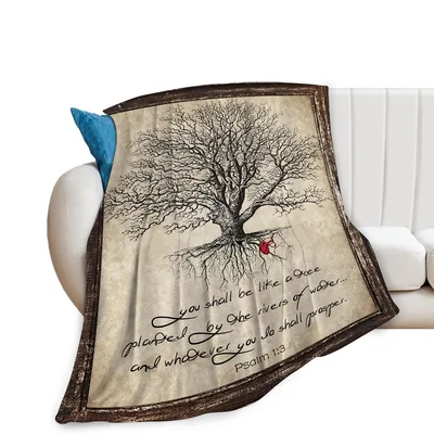 Bible Verse Tree Blanket - Psalm 1:3 Tree of Life Design