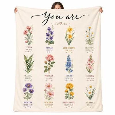 Floral Bible Verse Blanket: Scripture Flowers