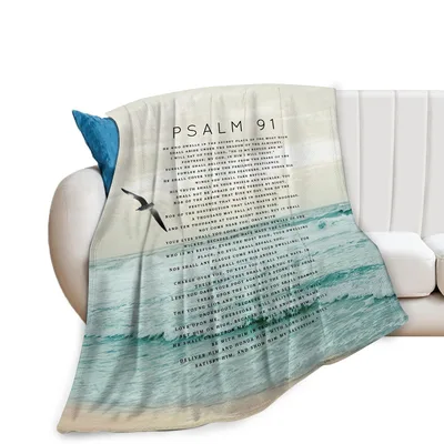 Psalm 91 Seagull Seaside Blanket for Quiet Comfort