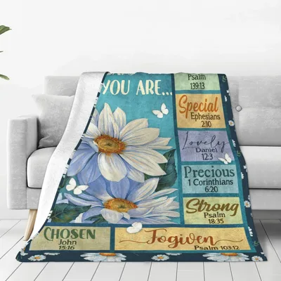 Bible Verses Blanket with Daisies and Scripture Words
