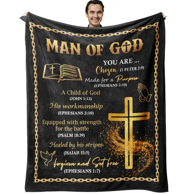 Man of God Gold Blanket - Christian Bible Verses Design