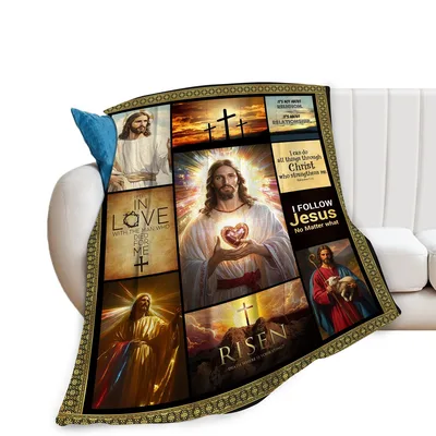Jesus Collage Blanket: Faith in Every Square