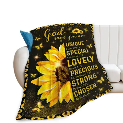 Faith Sunflower Blanket: Bible Verses on a Golden Bloom