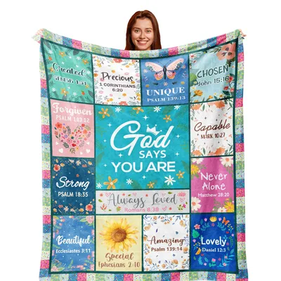 Bible Verse Affirmation Blanket: God Says You Are Quilt Design