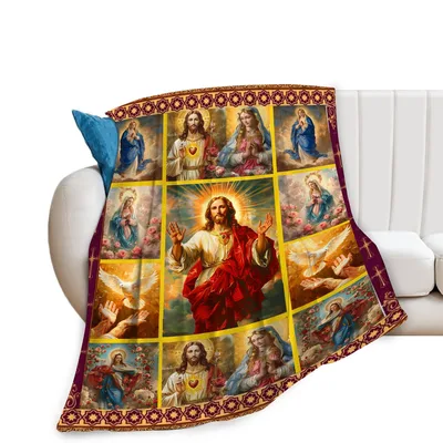 Sacred Heart Blanket: Jesus and Mary in Nine Panels