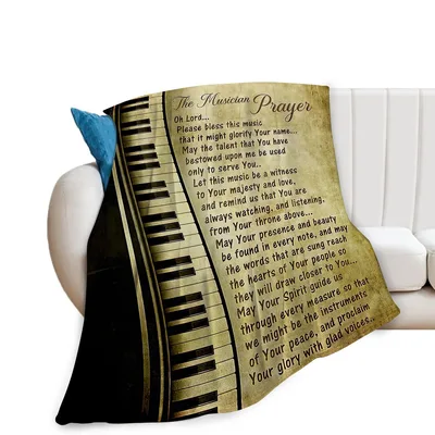 Musician Prayer Blanket: Piano Keys and Words of Faith
