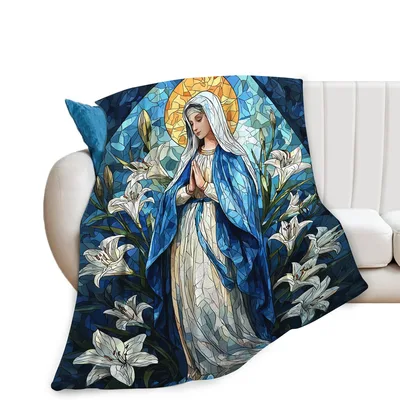 Virgin Mary Stained Glass Blanket: Prayerful Art for Faith