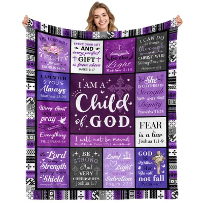 Purple Faith Verses Tapestry Blanket for Her Faith