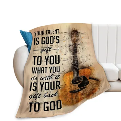 Christian Guitar Blanket with a Verse on Talent and Gift