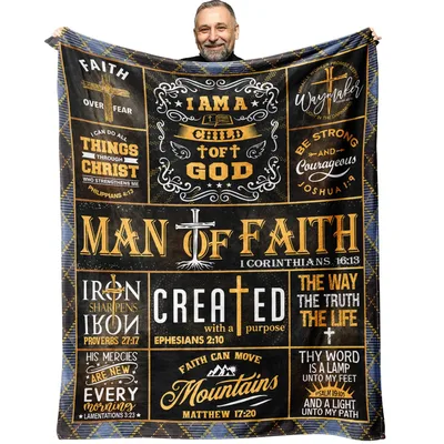 Christian Men Faith Verses Blanket: Man of Faith Design