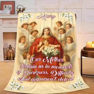 Mother Mary Blanket: Mary Holding the Christ Child with Angels