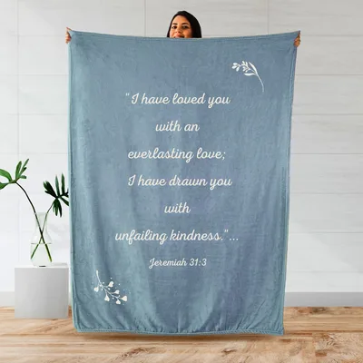 Everlasting Love Bible Verse Blanket - Jeremiah 31:3 Scripture Design