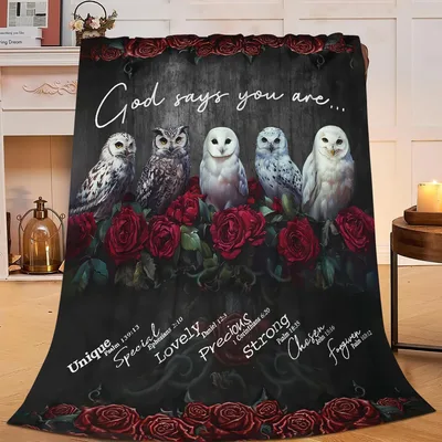 Bible Verse Owl Blanket: God Says You Are Unique