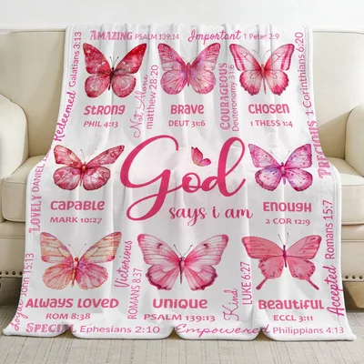 God says i am amazing Blanket: Pink Butterfly Verses