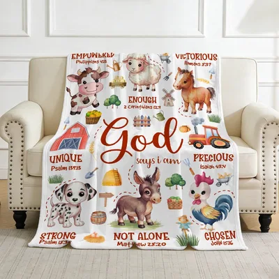 Christian Farm Animals Verses Blanket: Faith and Farm Life Design