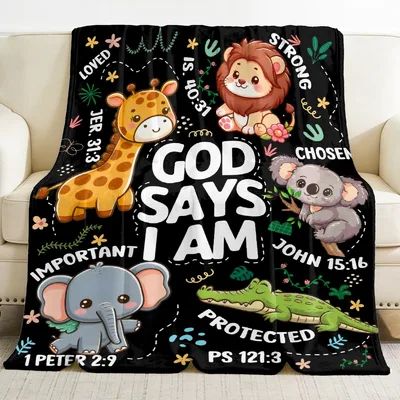 Christian Animals Bible Verses Blanket God Says I Am
