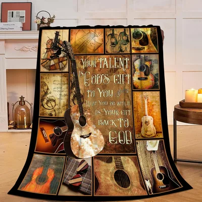 Musician Faith Blanket: Guitars and Scripture Print