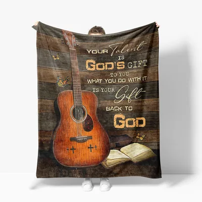Guitar Inspirational Scripture Blanket: Faith and Music Design