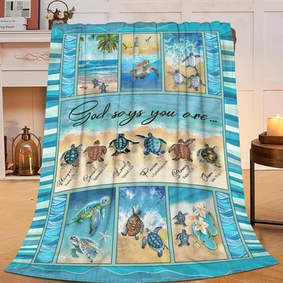 Beach Turtle Blanket With Faith Verses for Every Heart