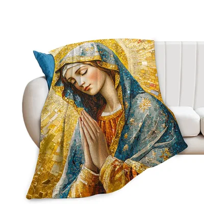 Virgin Mary Praying Mosaic Blanket: Devotional Art for Faith