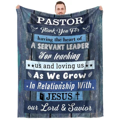 Pastor Appreciation Navy Wood Blanket featuring a servant leader quote
