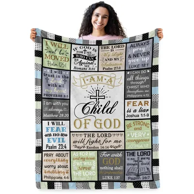 Child of God Verse Blanket: Scripture Squares in Soft Plaid
