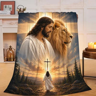 Jesus Lion of Judah Blanket: Faith Art Throw
