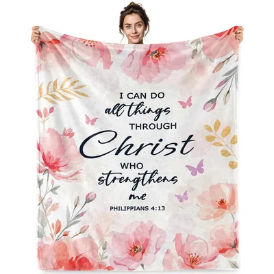 Watercolor Blossoms Faith Strength Blanket for Her