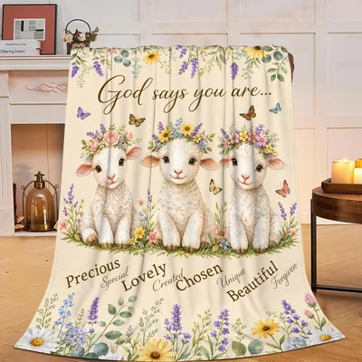 Christian Lamb Blanket: God Says You Are Chosen and Beautiful