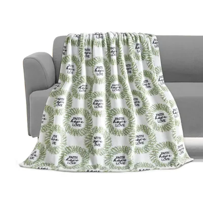 Green Wreath Blanket with Faith Hope Love Print