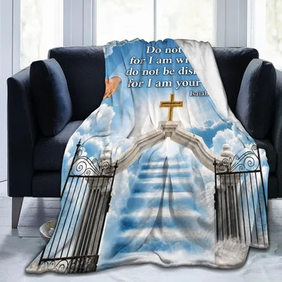 Heaven Gates Bible Verse Blanket Isaiah 41:10 Faith Design