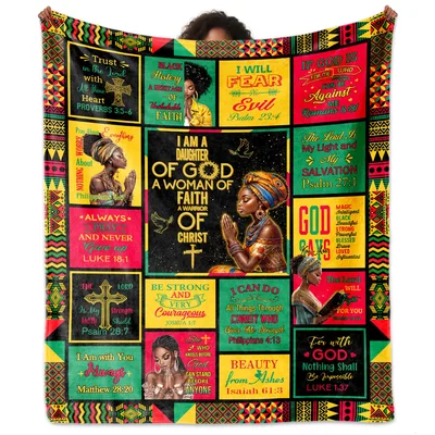 Black Women Faith Quilt Blanket: Warrior of Christ Design