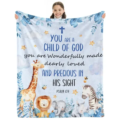 Baptism Christian Animals Blanket for Little Boys