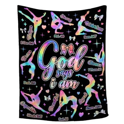 Christian Gymnast Blanket With Bible Verses and Rainbow Sparkle