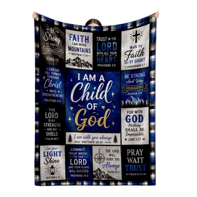 Child of God Blue Blanket: A Scripture Quilt Throw