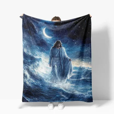 Jesus Walking on Stormy Blanket: A Serene Night Scene