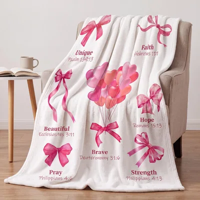 Faith and Hope Blanket with Pink Bows and Verses