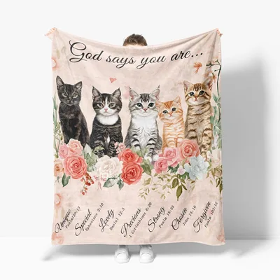 Cat Lover Christian Blanket with Kitten Verses