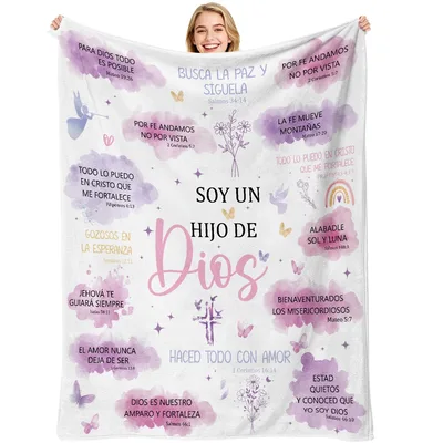 Spanish Bible Blanket with Verses in Pink and Lavender