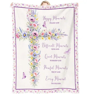 Floral Cross Faith Blanket for Every Season of Life